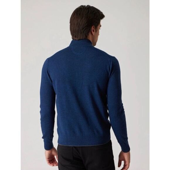 Raffi The Palmer 1/4 Zip Twilight Pullover Sweater Merino Wool XXL - Picture 2 of 9